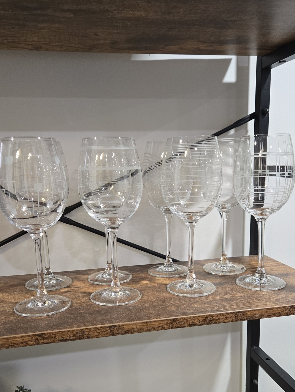 Retro 90's Mikasa "Cheers Precision " Crystal Etched Wine Glasses Set